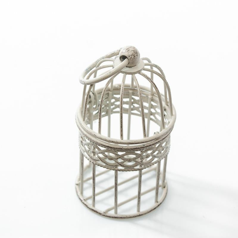 Gabbietta decorativa in metallo bianco, 6x6H11 cm (kit da 10)