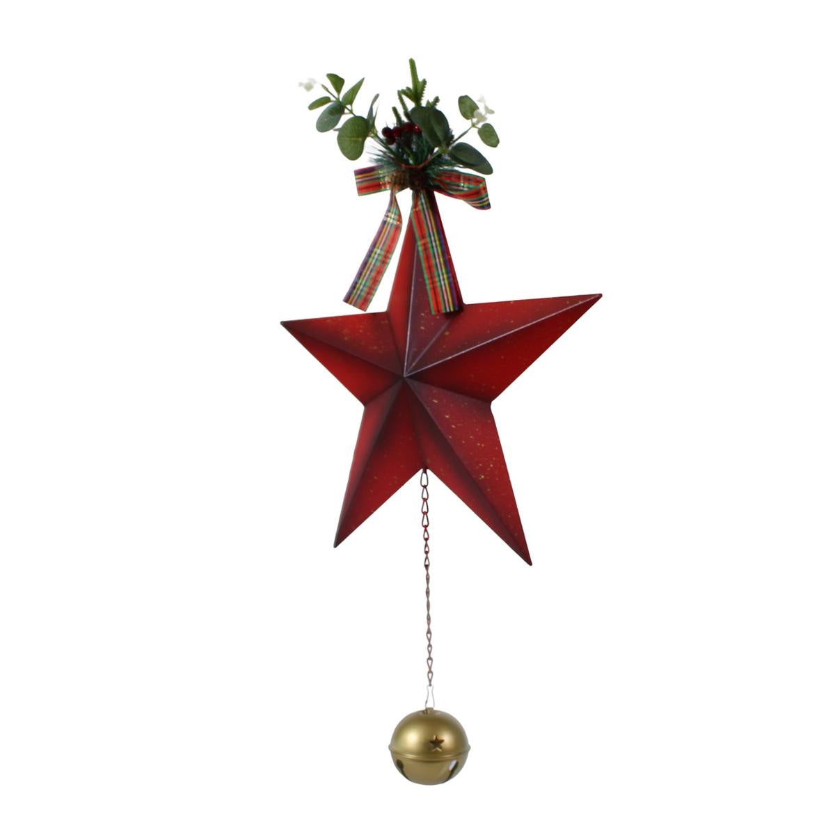 Stella decorativa metallo rossa da appendere, 39x57 cm