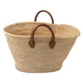 Borsa Classic piccola in paglia naturale con manici in pelle (kit da 3)