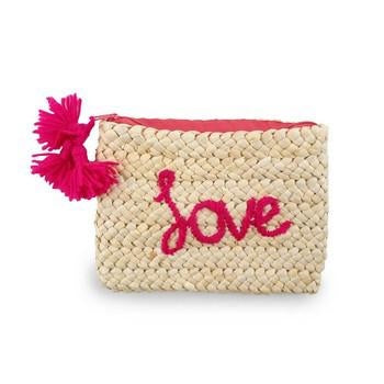 Pochette in paglia naturale Love (kit da 3)