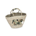 Borsa in paglia naturale con toppa mimetica e coulisse, 50x15x29 cm