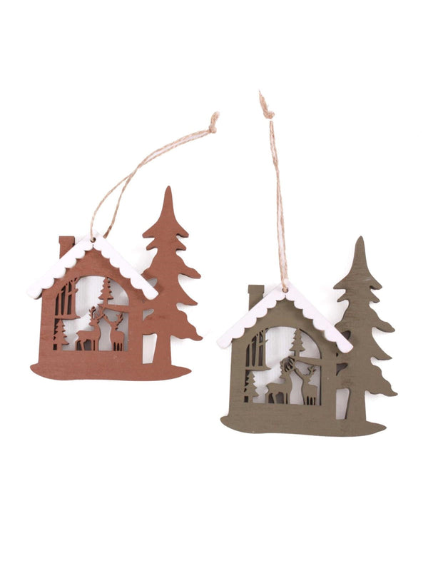 Confezione da 2 decorazioni natalizie casetta H8 (kit da 10)
