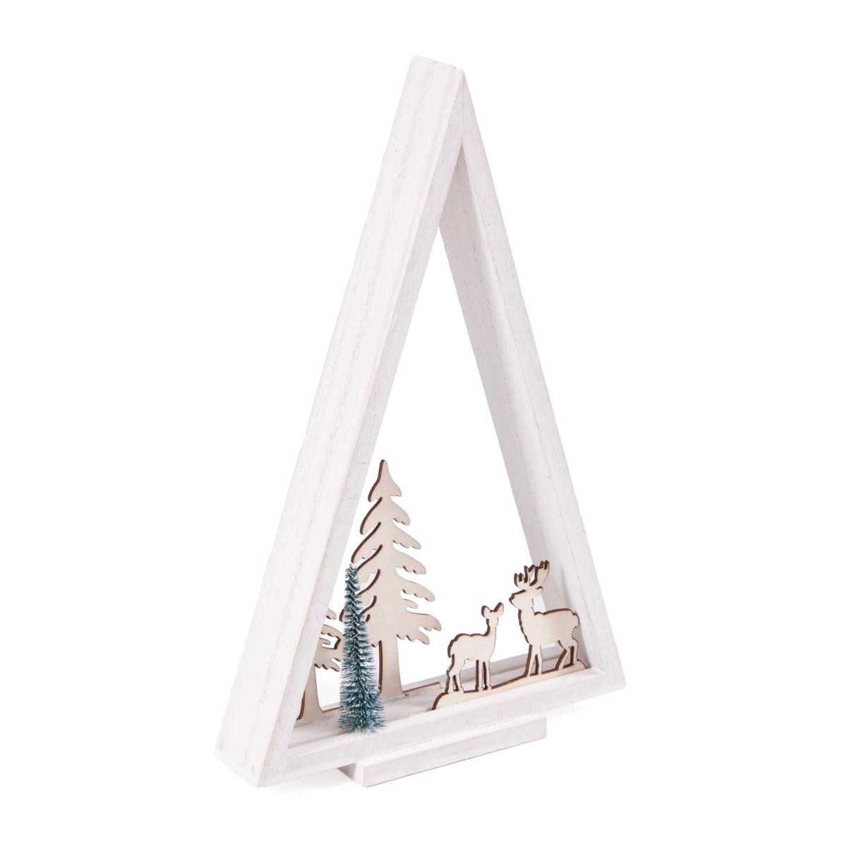Albero decorativo in legno bianco, H33 cm (kit da 10)