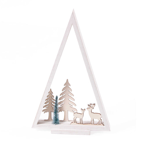 Albero decorativo in legno bianco, H33 cm (kit da 10)