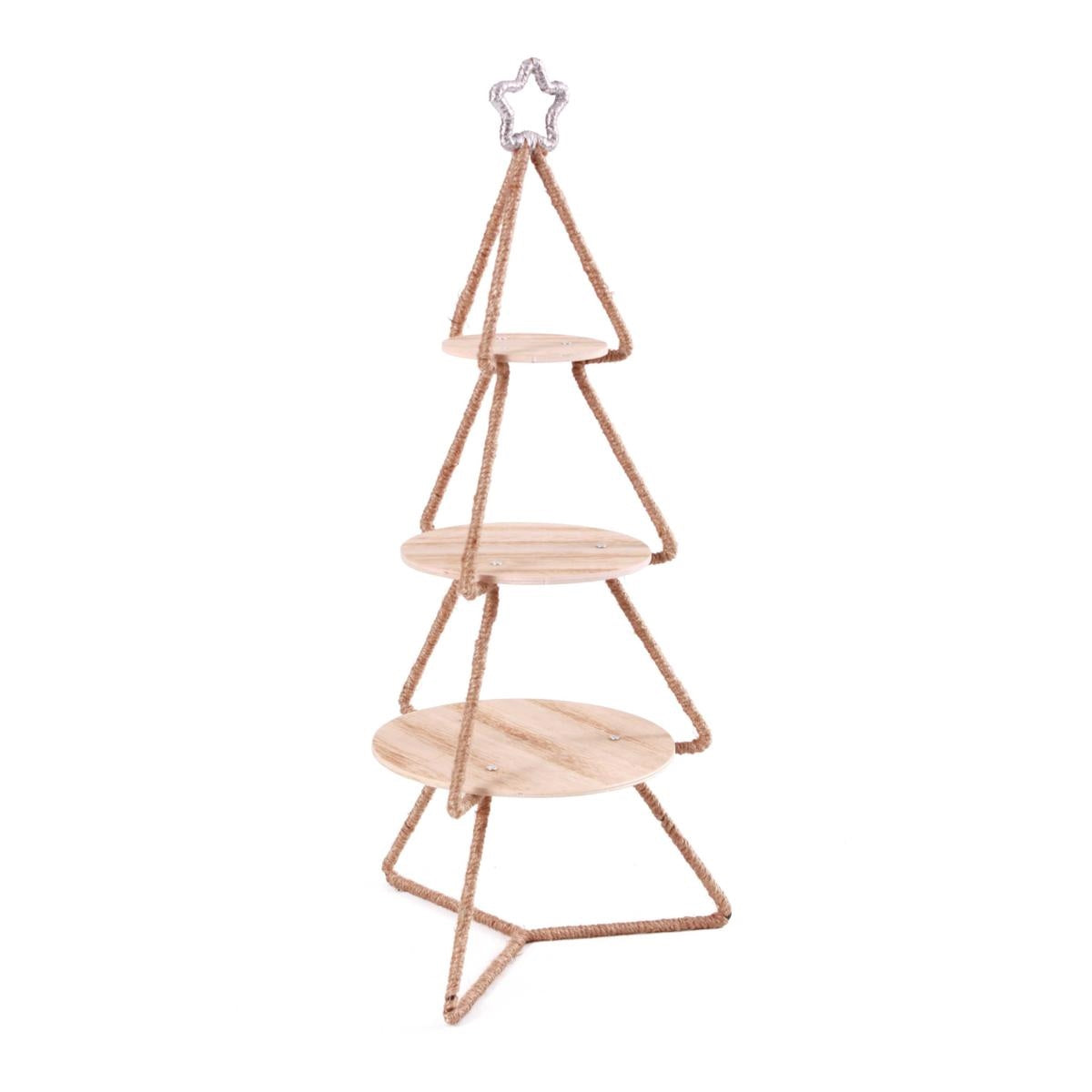 Espositore natalizio ad albero in ferro e juta, 21H63 cm