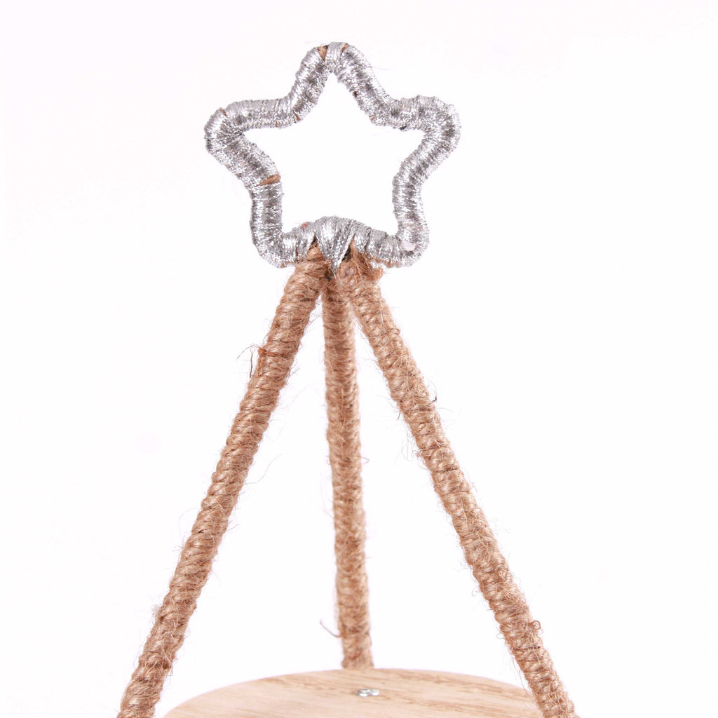 Espositore natalizio ad albero in ferro e juta, 21H63 cm