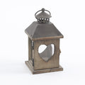 Lanterna in legno di abete marrone con tetto in metallo, 12x12x23 cm (kit da 3)