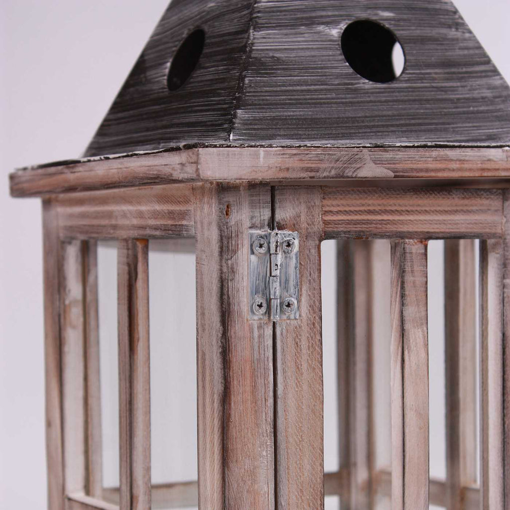 Lanterna in legno di abete scuro, 18x18H43 cm