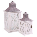Lanterne in abete bianche, set da 2, 22x22H42 cm