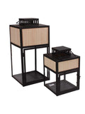 Lanterna moderna in metallo e abete in set di 2, 24X24H50 cm