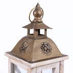 Lanterna in legno di abete e metallo sbiancato, 24x24H68 cm, set di 2