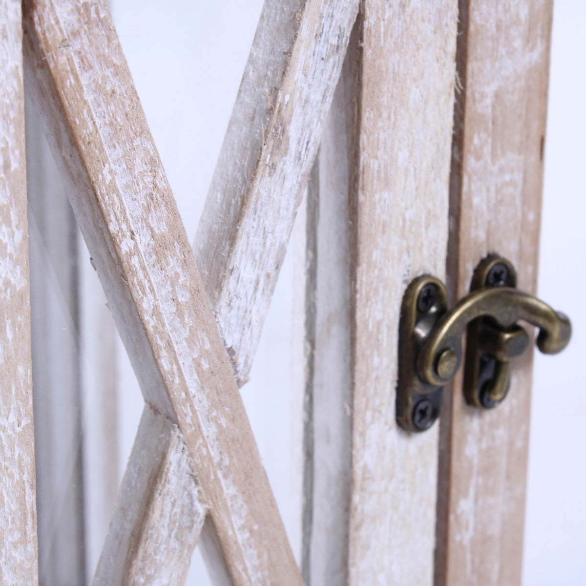 Lanterna in legno di abete e metallo sbiancato, 24x24H68 cm, set di 2