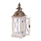 Lanterna in legno di abete e metallo sbiancato, 24x24H68 cm, set di 2