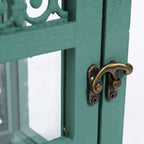 Lanterna verde in abete e metallo, set di 2, 23x23x51 cm