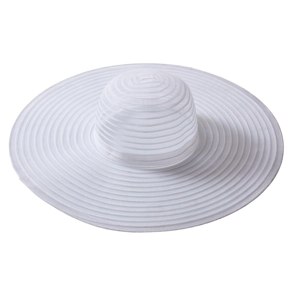 Cappello da donna in stoffa bianco, taglia unica, Ø40H14 cm (kit da 3)