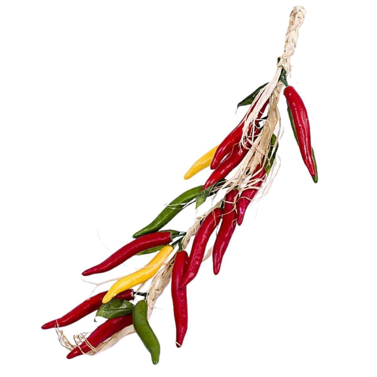 Treccia di peperoncini decorativa, H55 cm (kit da 5)