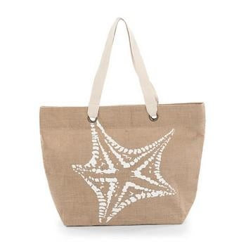 Borsa in juta con stella marina bianca (kit da 5)