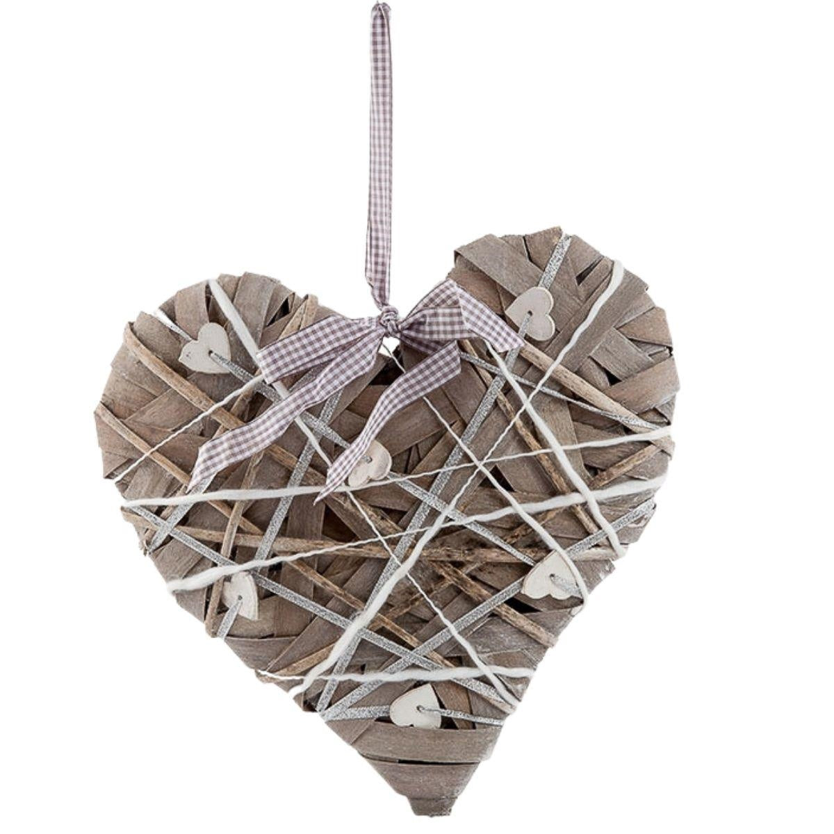 Cuore decorativo in pioppo, H30 cm, set di 2 (kit da 3)