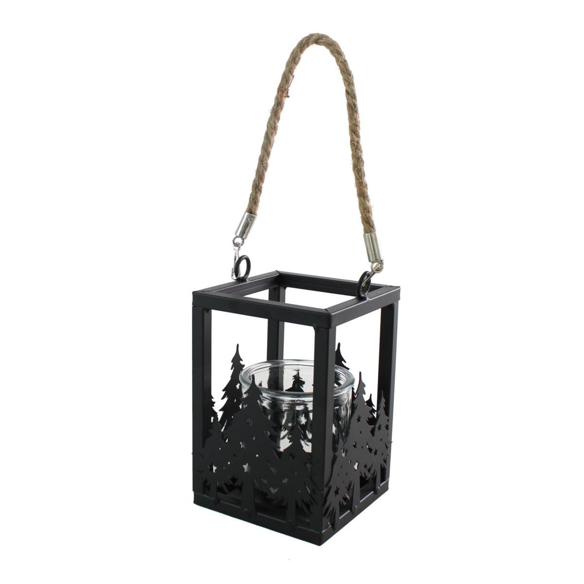 Lanterna in metallo nero, 10x10x15 cm (kit da 5)