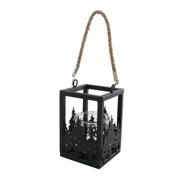 Lanterna in metallo nero, 10x10x15 cm (kit da 5)