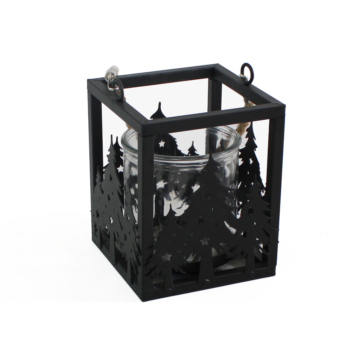 Lanterna in metallo nero, 10x10x15 cm (kit da 5)