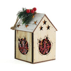 Casetta decorativa appendibile con led, 8x8x12 cm (kit da 10)