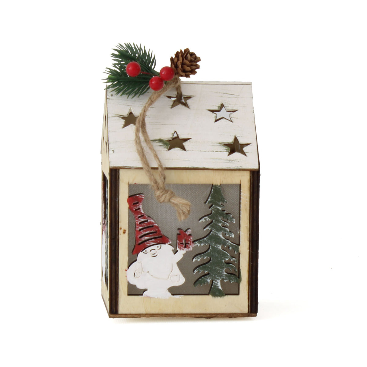 Casetta decorativa appendibile con led, 10x10x15 cm (kit da 10)