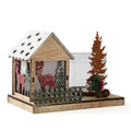 Casetta con portacandela in legno di abete con led, 20x12x12 cm (kit da 5)