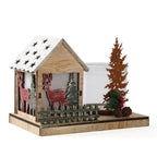 Casetta con portacandela in legno di abete con led, 20x12x12 cm (kit da 5)