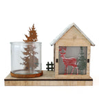 Casetta con portacandela in legno di abete con led, 20x12x12 cm (kit da 5)