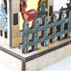 Casetta con portacandela in legno di abete con led, 20x12x12 cm (kit da 5)