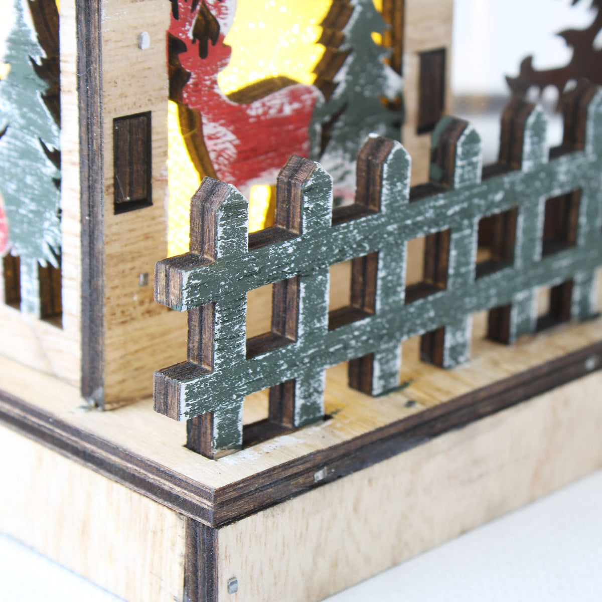 Casetta con portacandela in legno di abete con led, 20x12x12 cm (kit da 5)