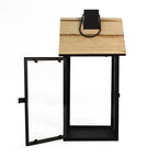 Lanterne in legno e metallo, set di 2, 18x18x45 cm