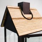 Lanterne in legno e metallo, set di 2, 18x18x45 cm