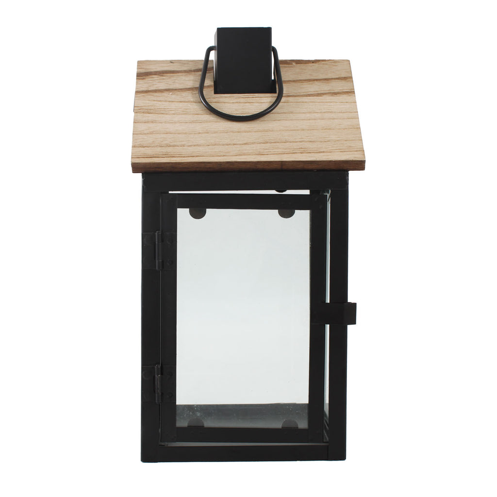 Lanterne in legno e metallo, set di 2, 18x18x45 cm
