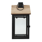Lanterne in legno e metallo, set di 2, 18x18x45 cm