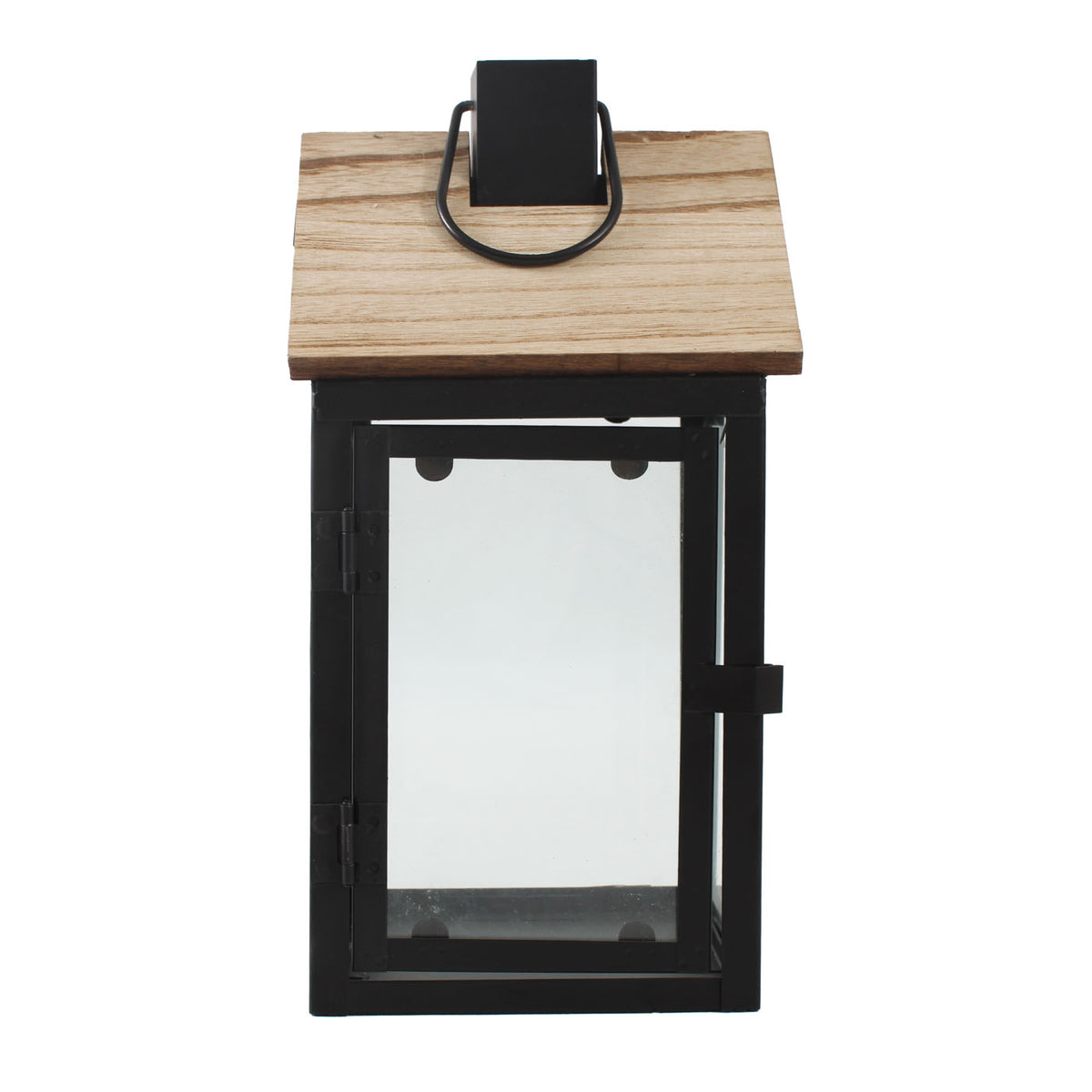 Lanterne in legno e metallo, set di 2, 18x18x45 cm
