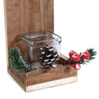 Portacandela in legno di abete con decoro natalizio, 12x12x32 cm (kit da 10)