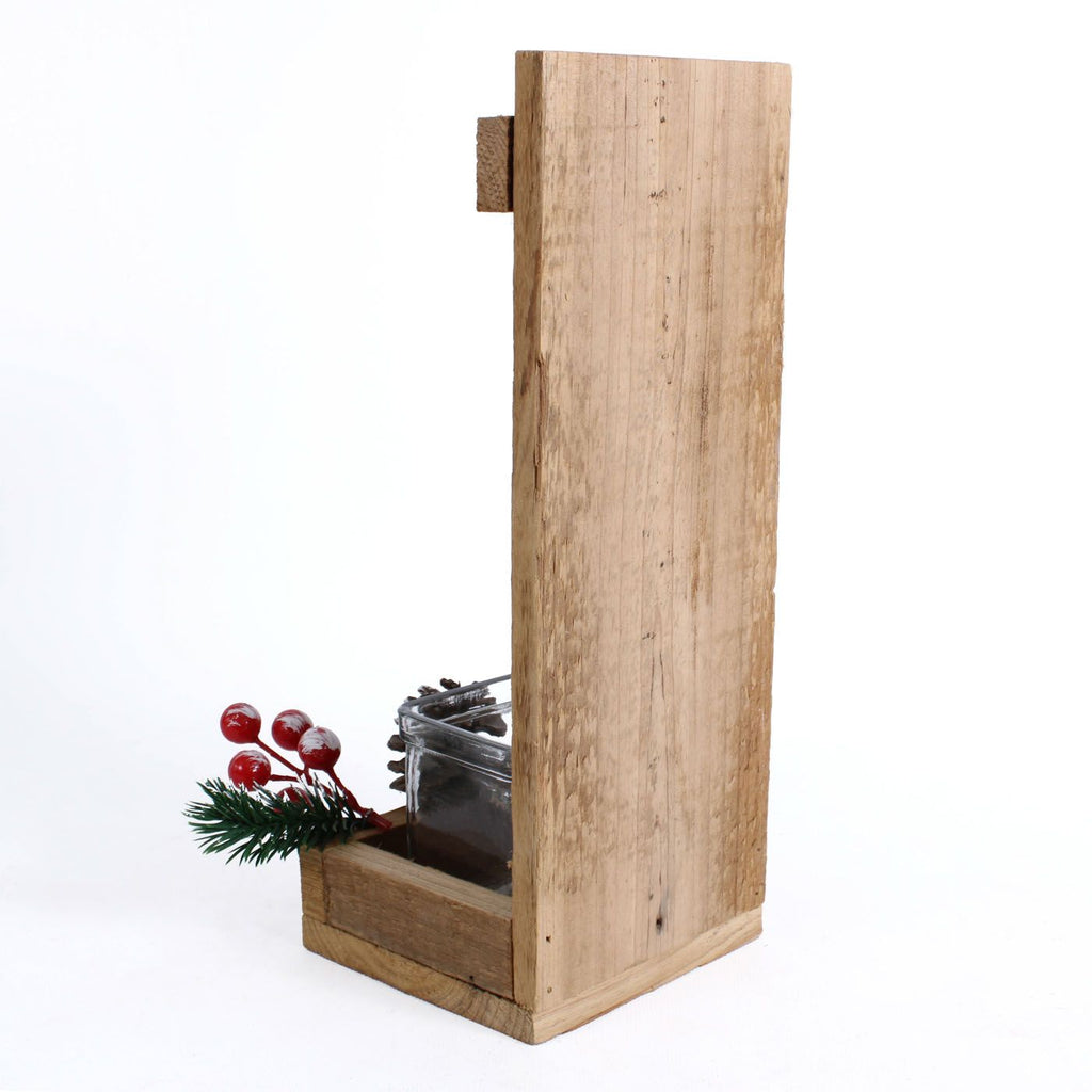 Portacandela in legno di abete con decoro natalizio, 12x12x32 cm (kit da 10)