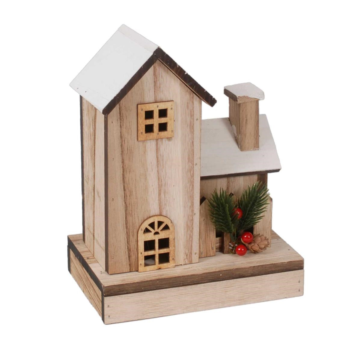 Casetta decorativa in abete con luce a Led, 17X10H25 cm