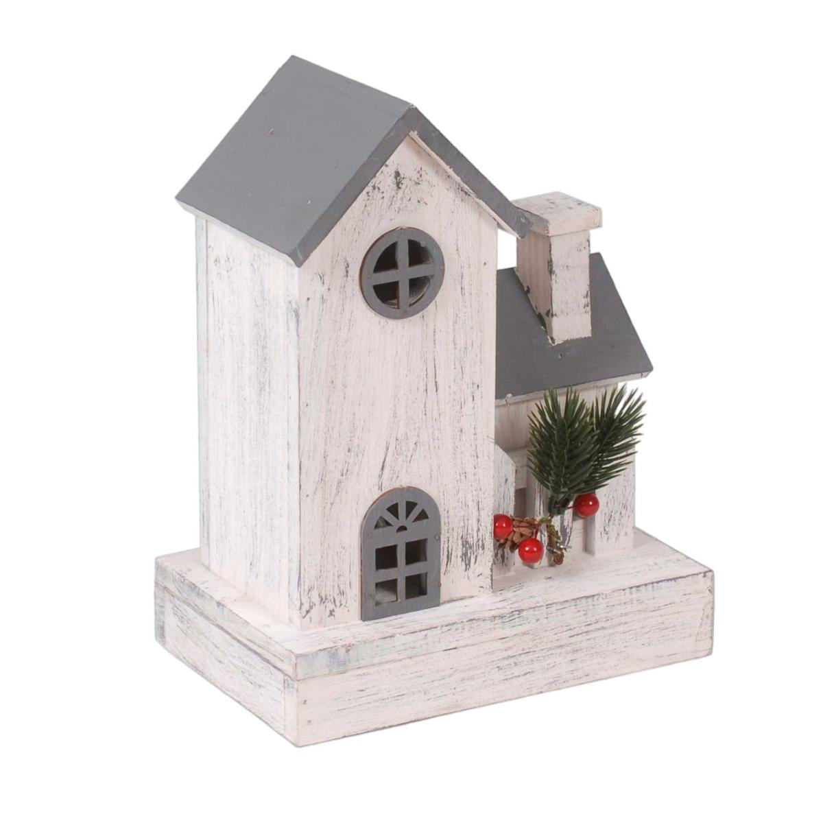 Casetta decorativa in abete con luce a Led, 20X13H26 cm