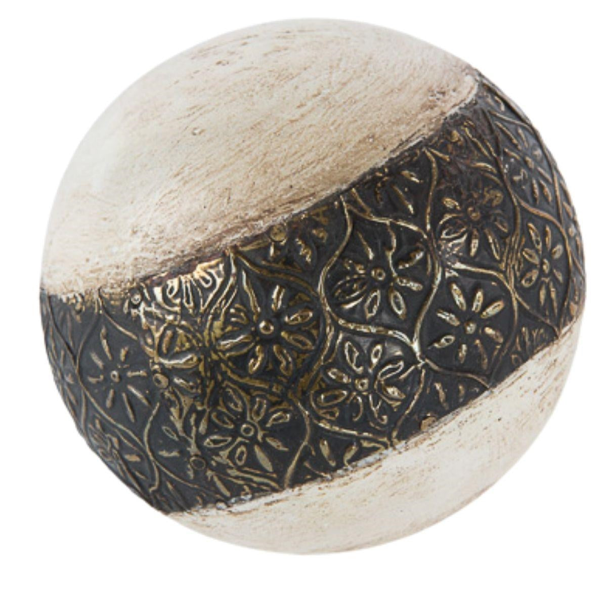 Palla decorativa in legno e metallo, Ø8 cm (kit da 5)