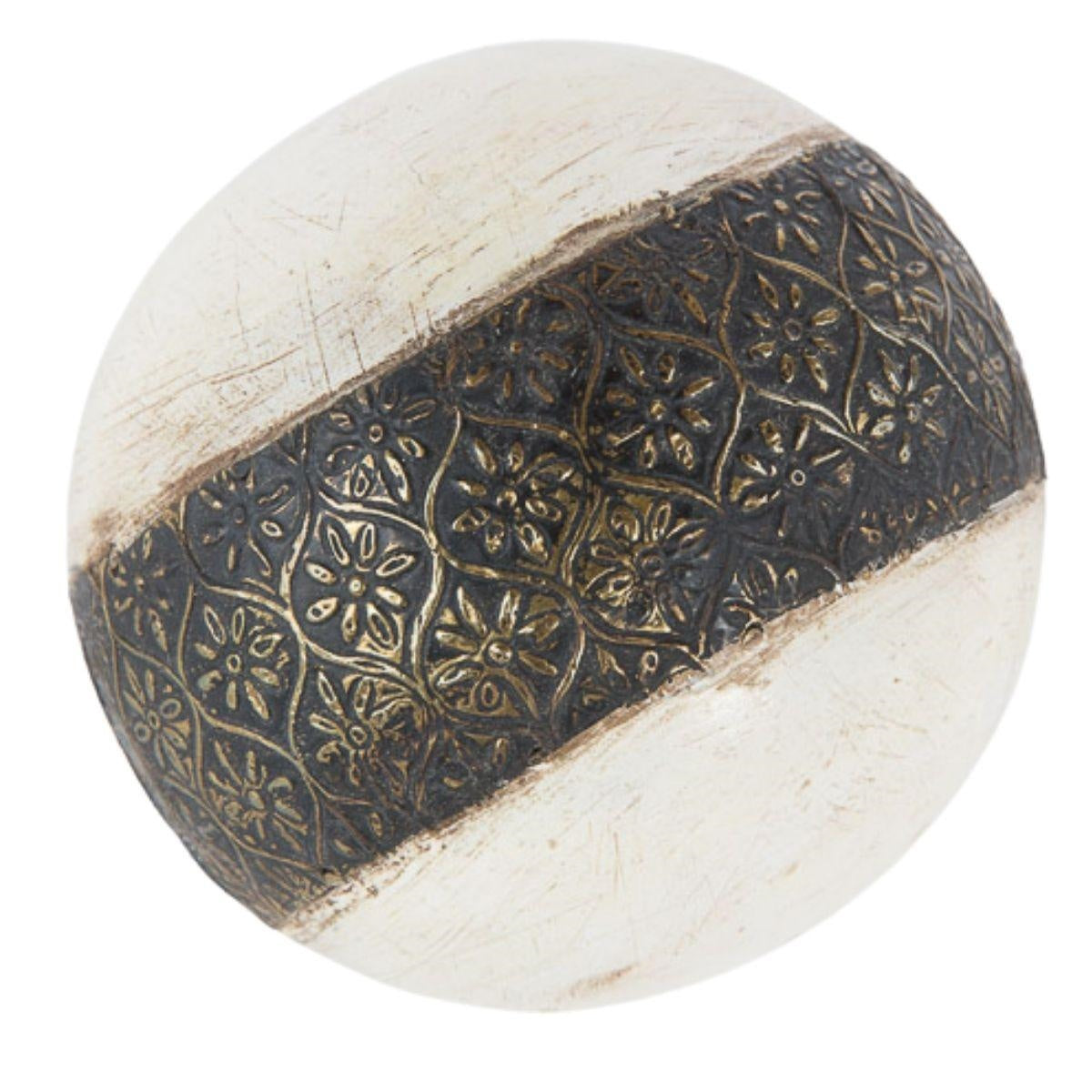 Palla decorativa in legno con applicazione in metallo, Ø10 cm (kit da 5)