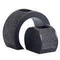 Portacandele nero con strass, 17x8x14 cm