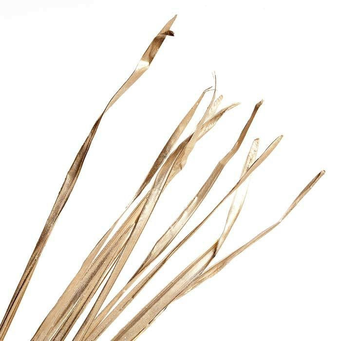 Foglie decorative in palma dorata, H150 cm, confezione da 10 (kit da 3)
