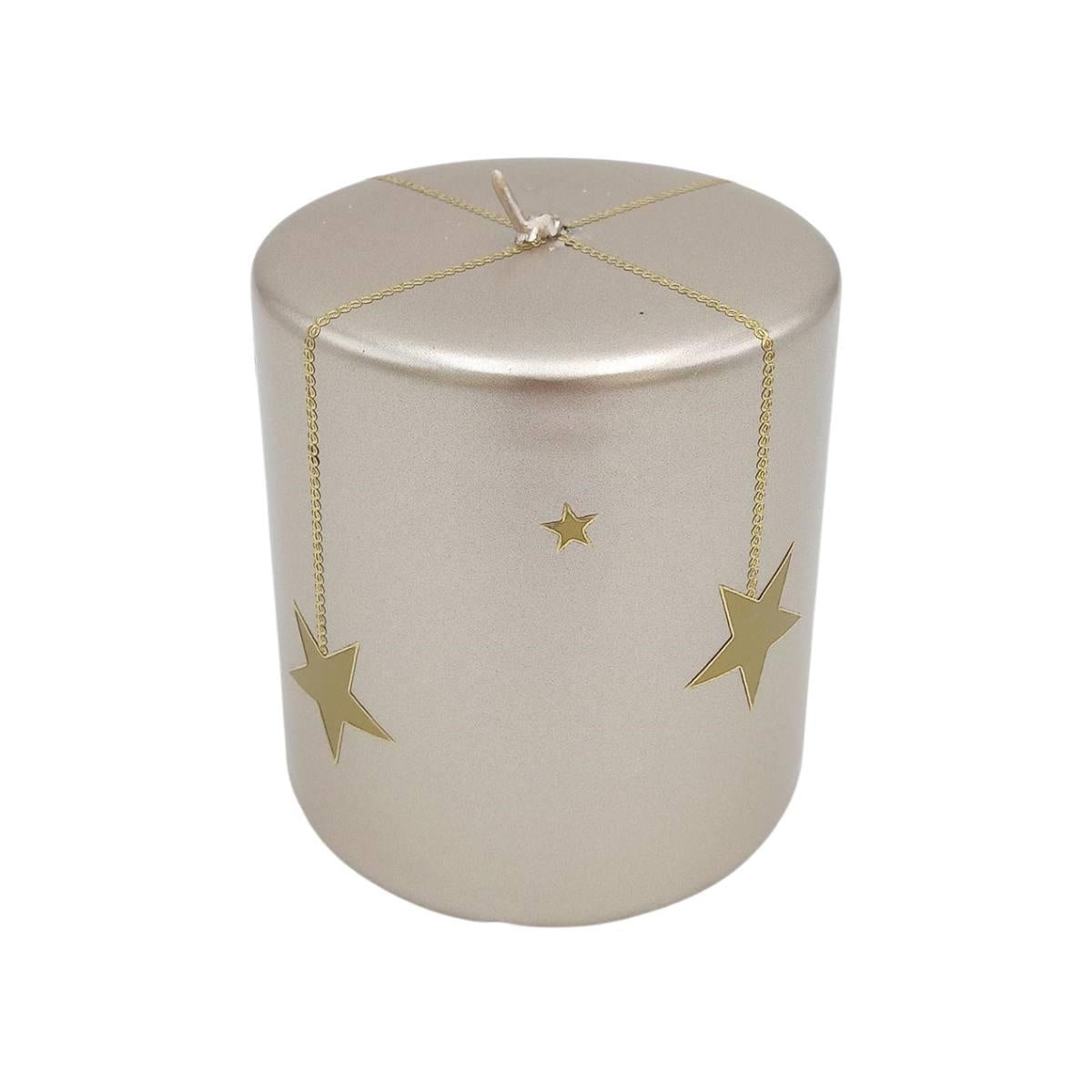 Candela cilindrica con stelle, Ø9x10 cm