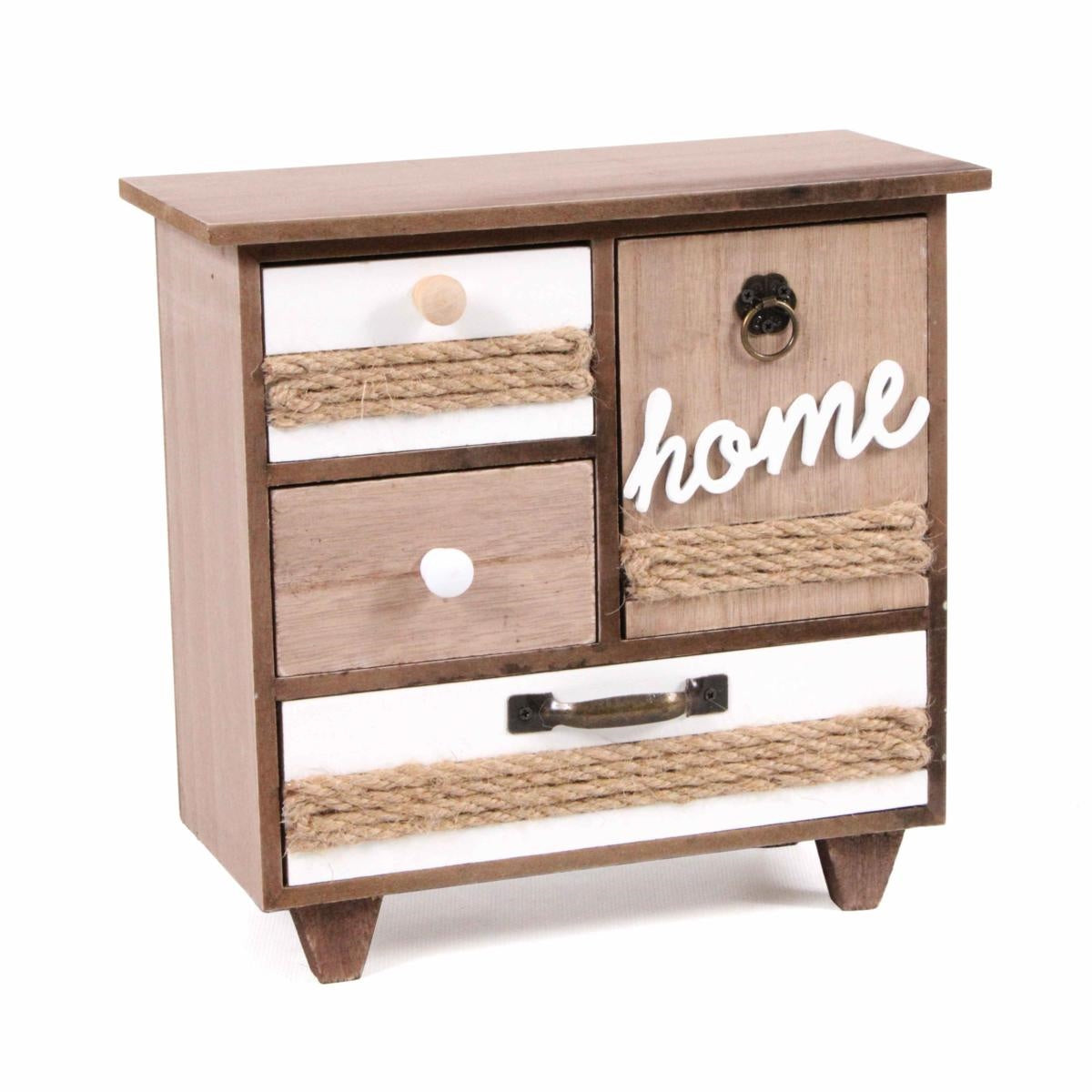 Portagioie in legno e juta "Home", 24x11x24 cm