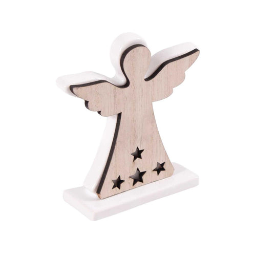 Angelo in ceramica e mdf, 13,5H15 cm