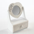 Portagioie in mdf bianco con specchio, 19x13x26 cm (kit da 3)