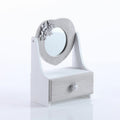 Portagioie in MDF bianco con specchio, 19x13x26 cm (kit da 3)